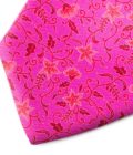 Fuchsia and pink floral pattern silk tie