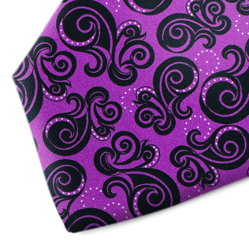 Violet and black patterned silk tie