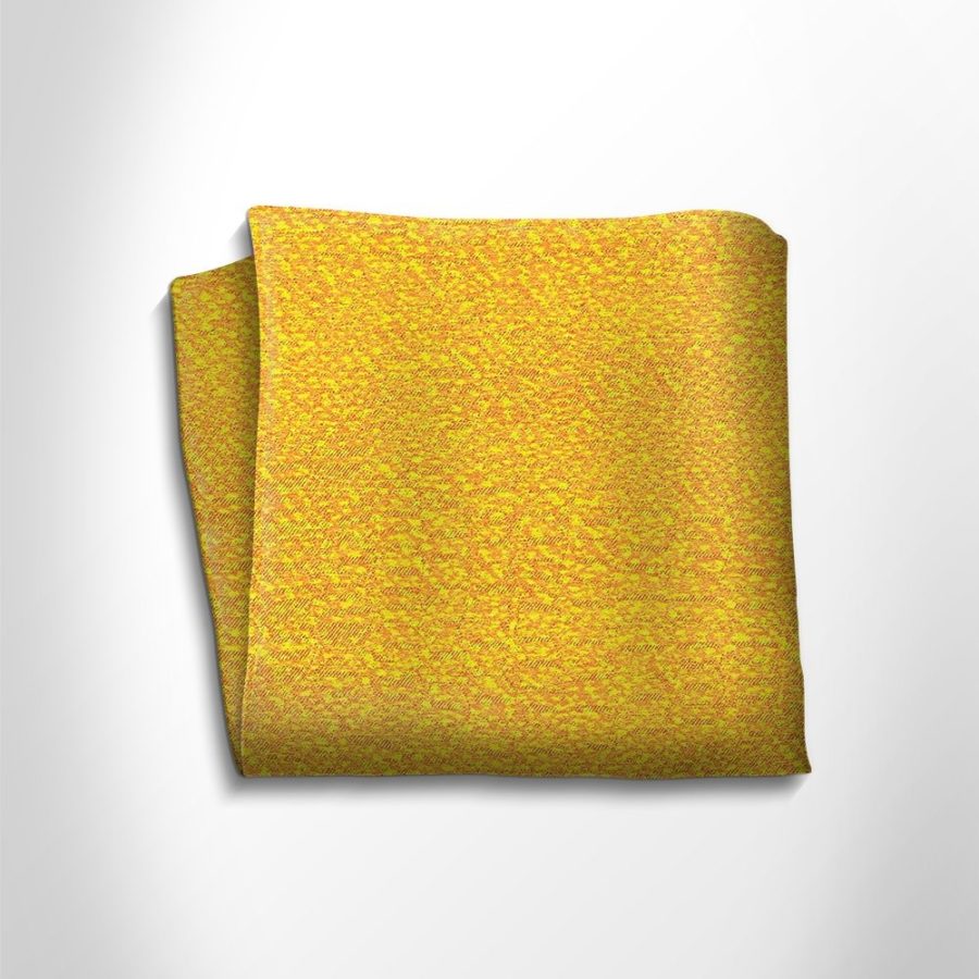 Yellow patterned silk pocket square