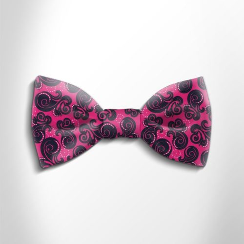 Fuchsia and black patterned silk bow tie