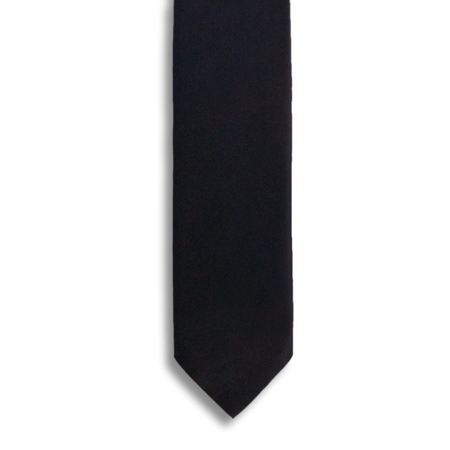 Black silk tie with jeweled ring