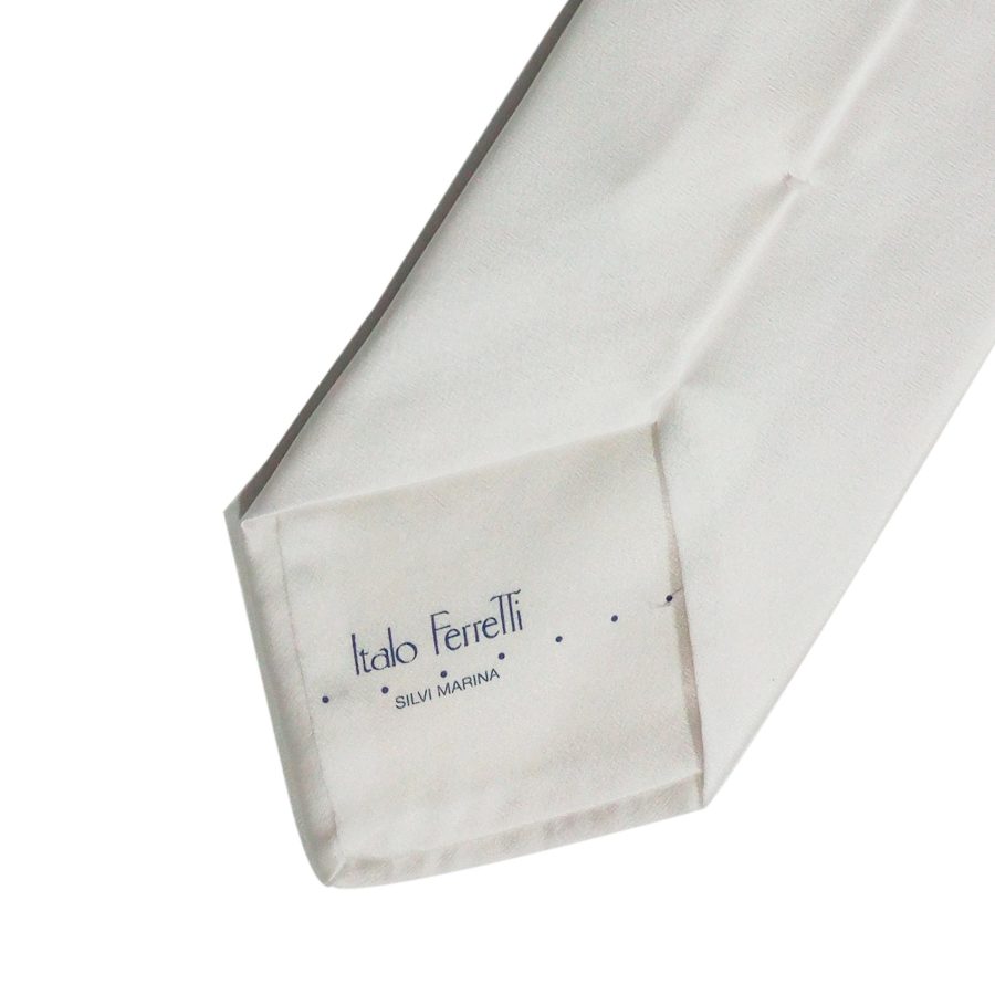 Hand painted white silk sartorial necktie, insects decoration