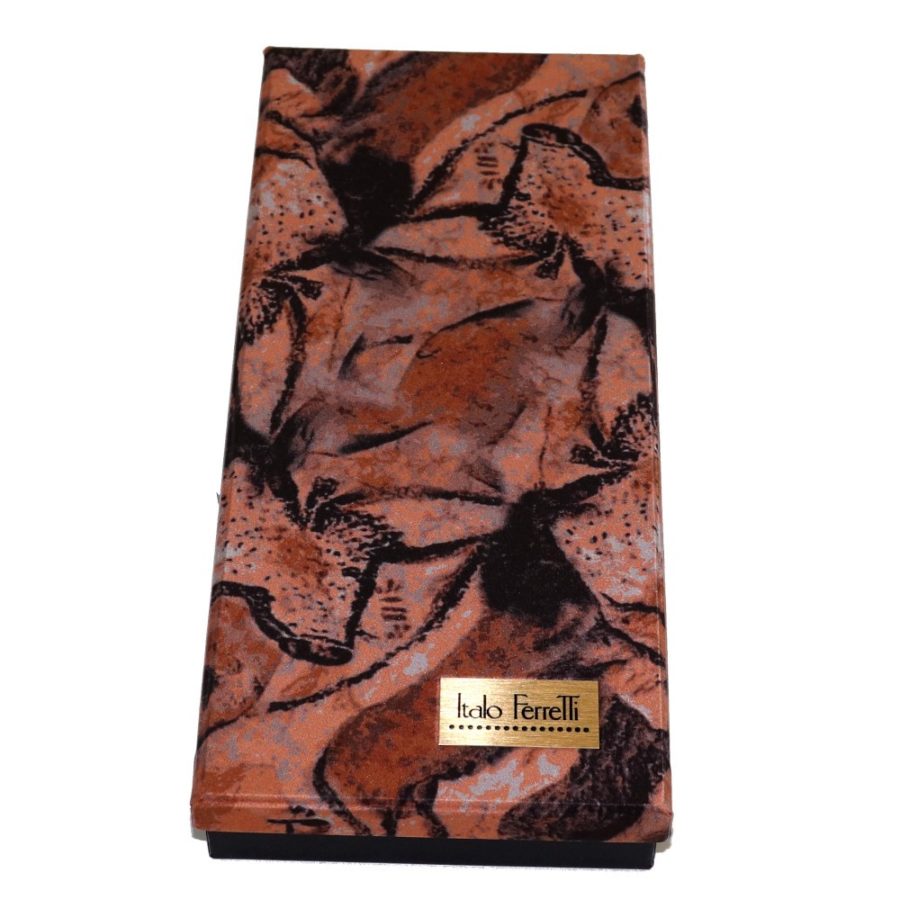 Brown and black women silk headscarf with fantasy, matching silk box included 419426-6