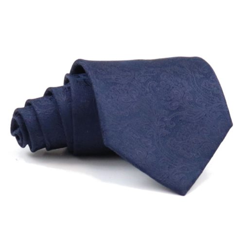 Sartorial deep blue woven silk necktie with elegant pattern 419660-07