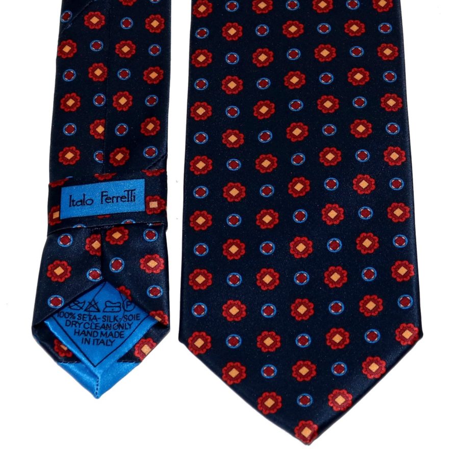 Sartorial sky blue silk necktie with red flowers 419381-01