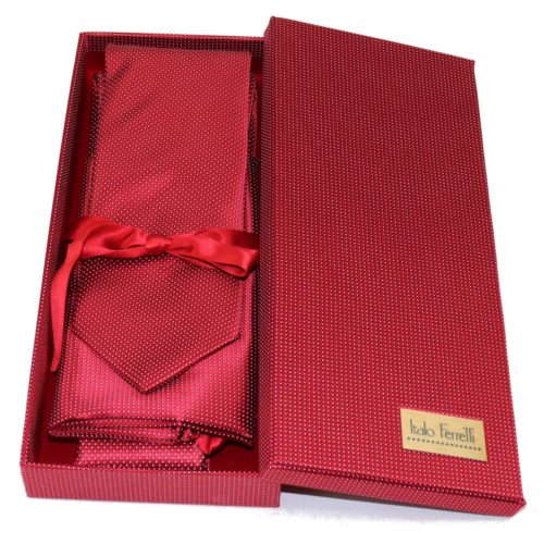 Red sartorial silk tie and pocket square set, matching silk box included 417340-01