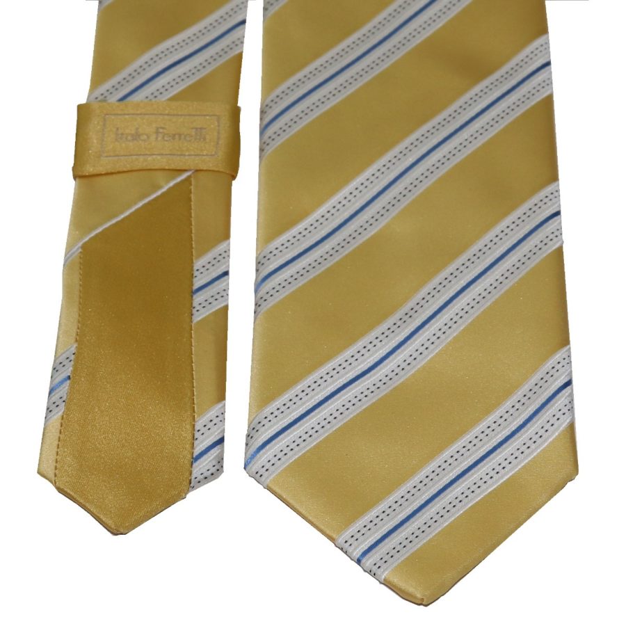 Sartorial woven silk tie, black and brass regimental stripes 915002-01