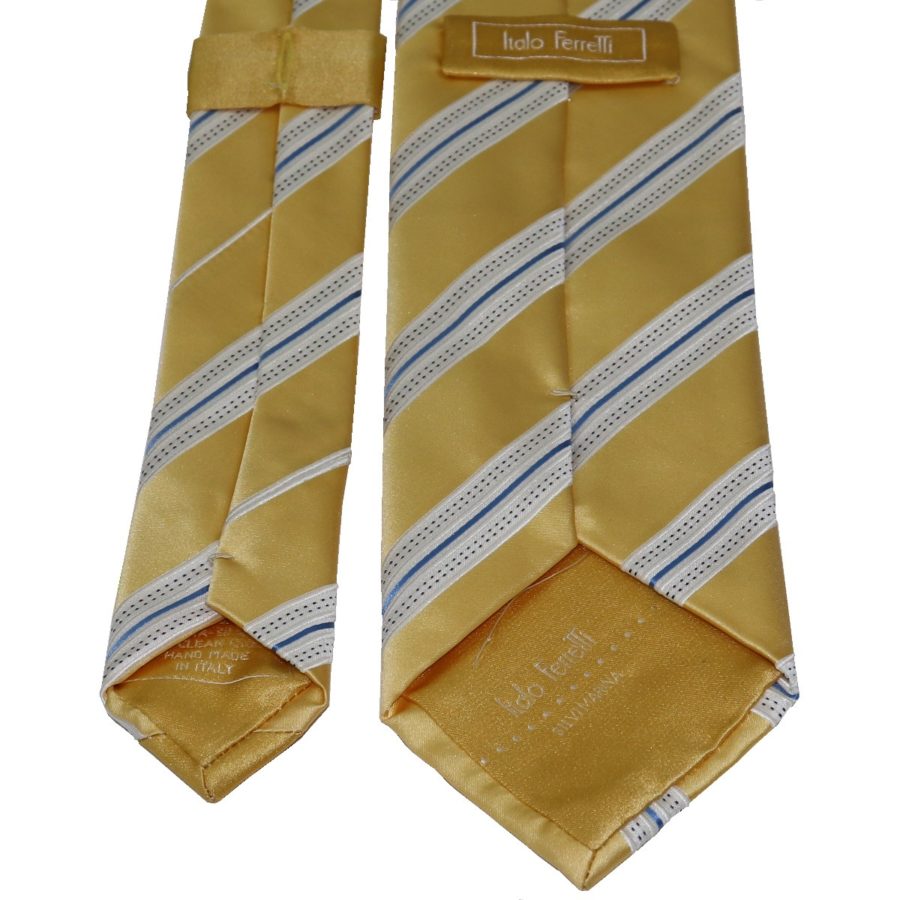 Sartorial woven silk tie, black and brass regimental stripes 915002-01