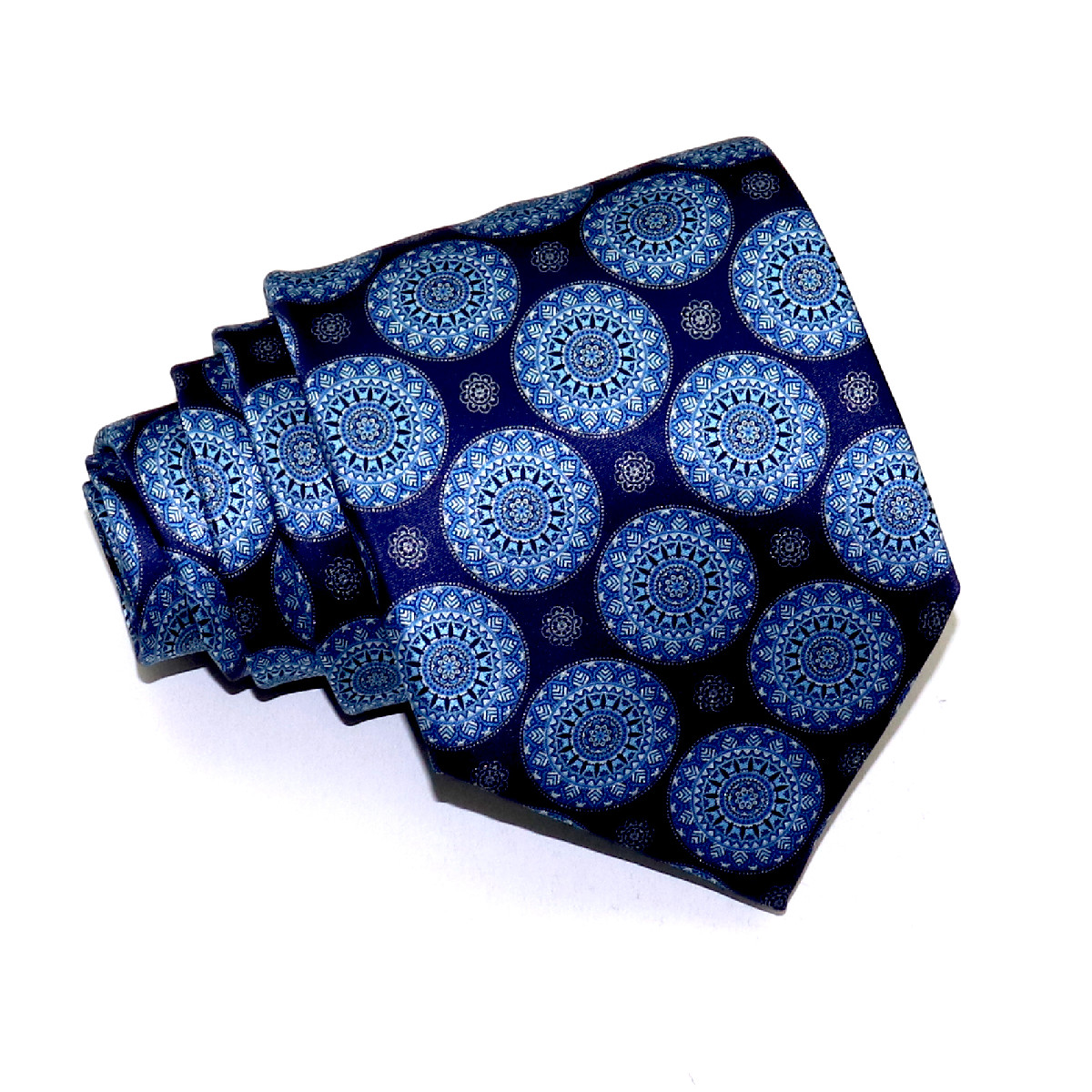 Stain Resistant Medallion Pattern Silk Tie - French Blue