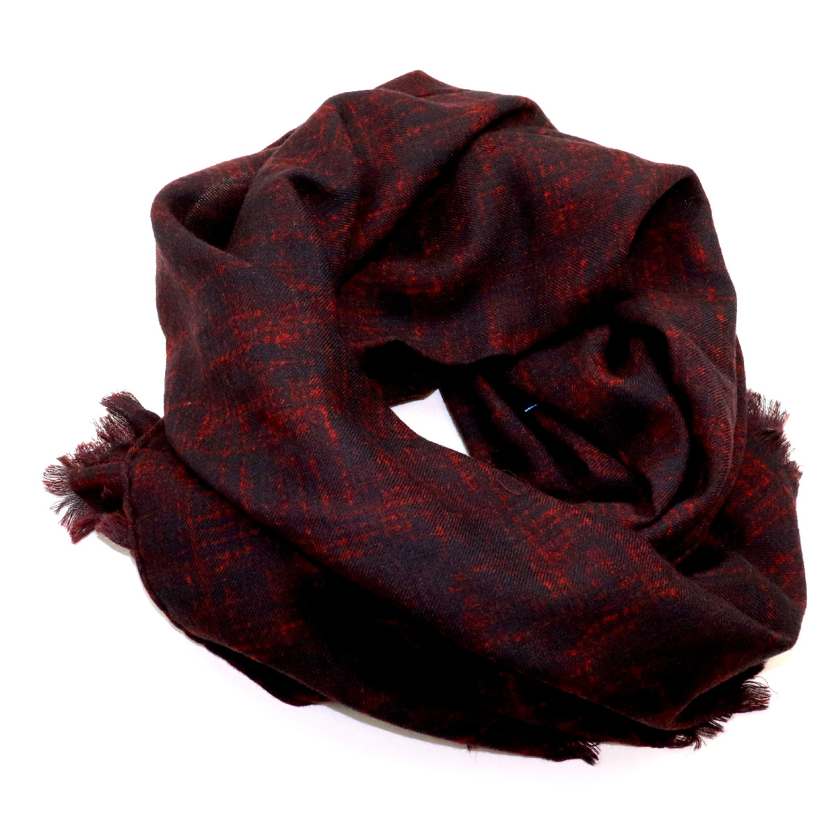 Revisor Diktat G Dark red and black 100% wool scarf, delicate fantasy pattern, handmade in  Italy - Italo Ferretti Luxury Store