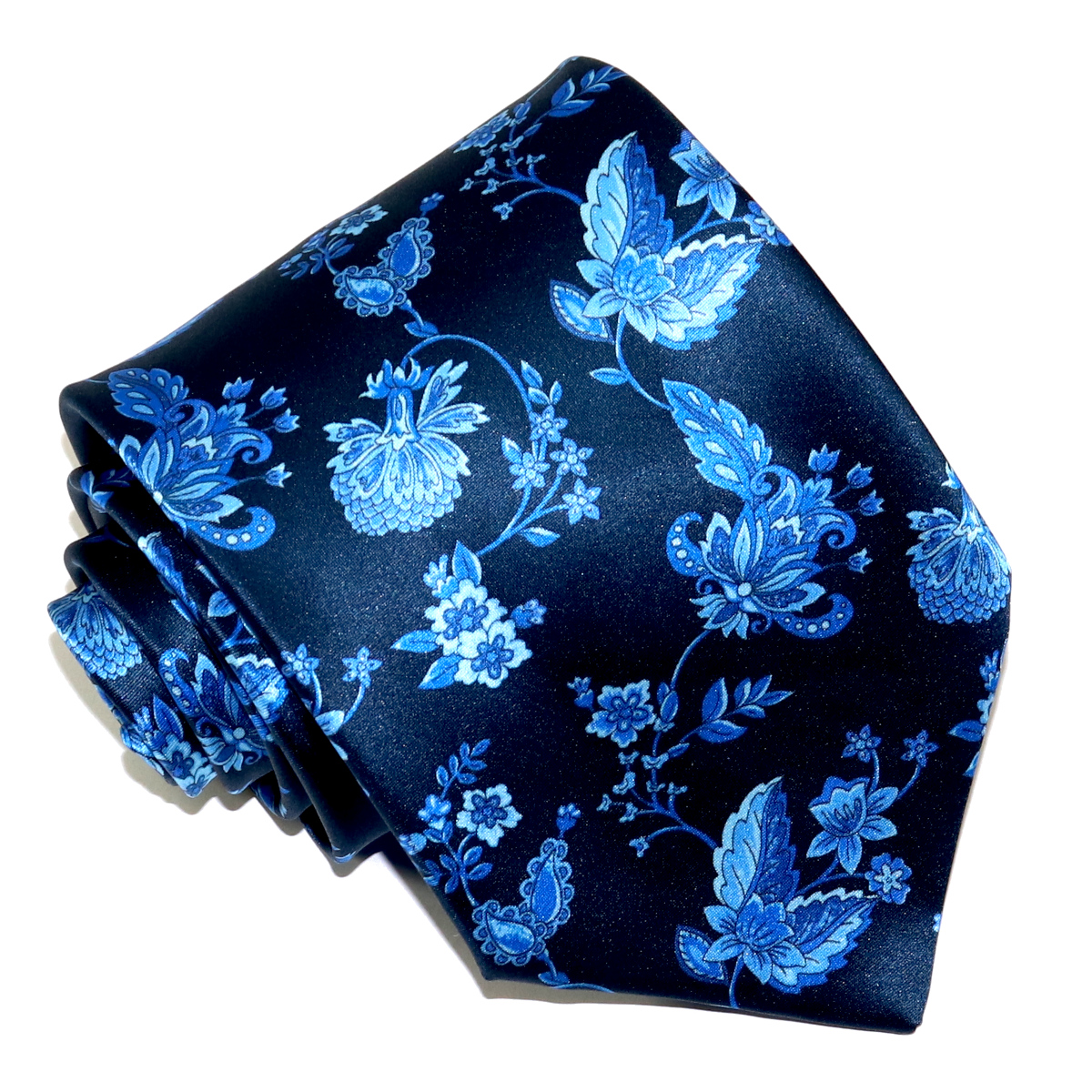 Tie and Pocket Square Set Silver and Navy Blue Patterned Handmade 100% Silk 