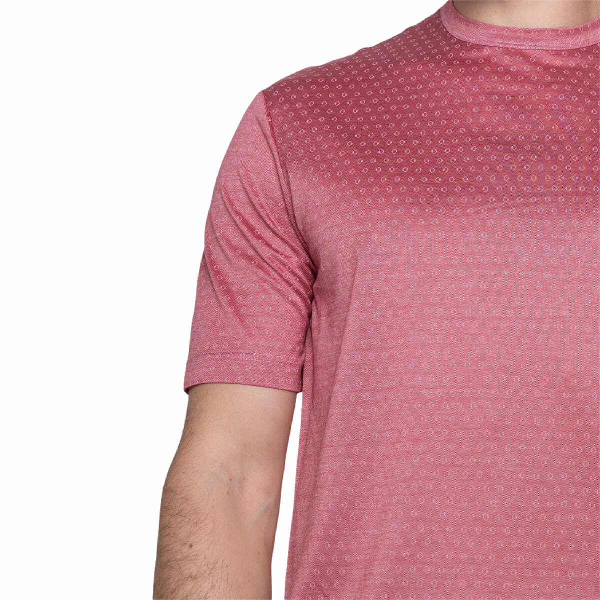 100% cotton jacquard T-SHIRT, salmon pink refined pattern, made in Italy