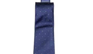 Wedding tie, dark blue woven silk with exclusive 24k gold square dots pattern, handmade in Italy