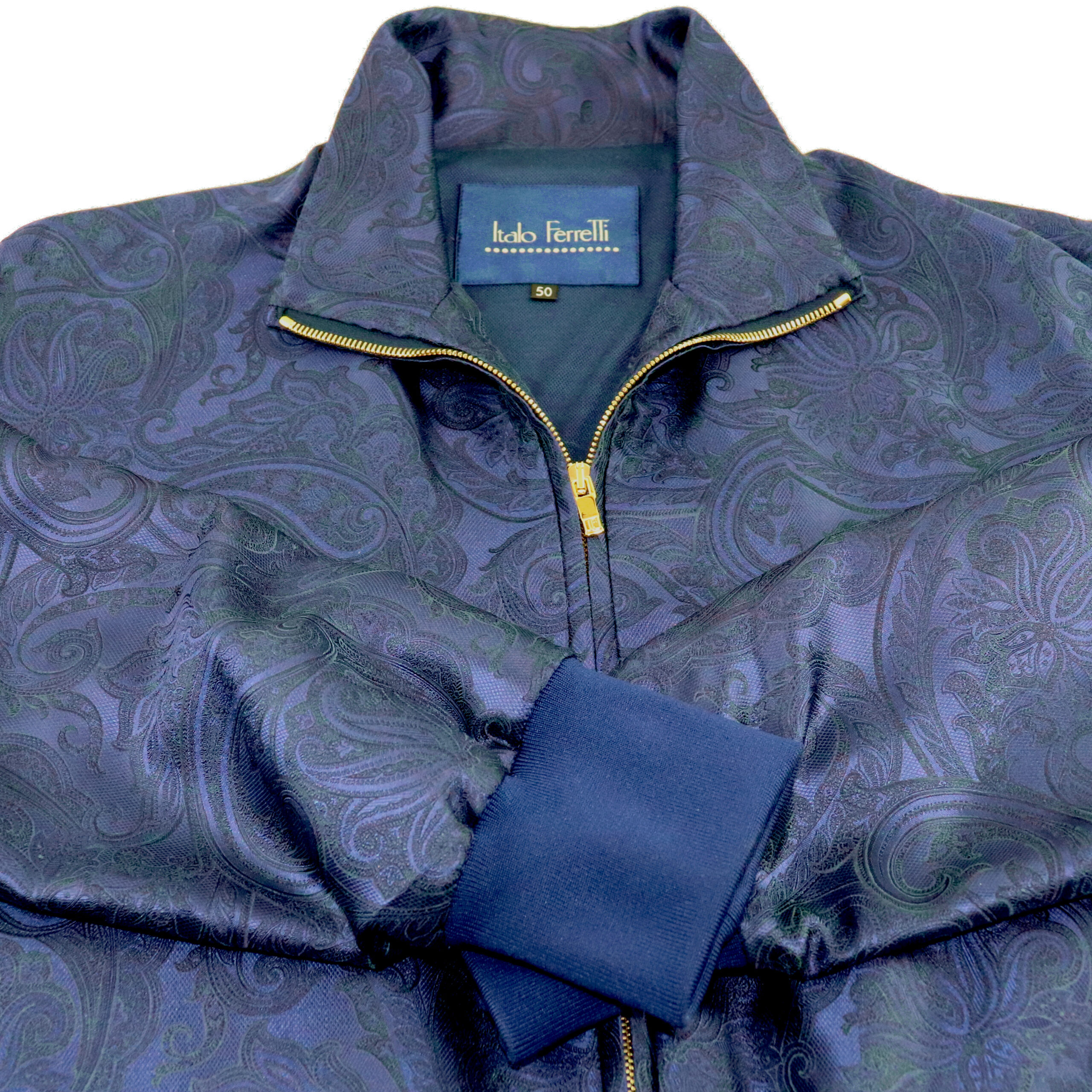 Silk Custom Bomber Jacket, Medallions Pattern, Matching Paisley lining, Handmade in Italy 50