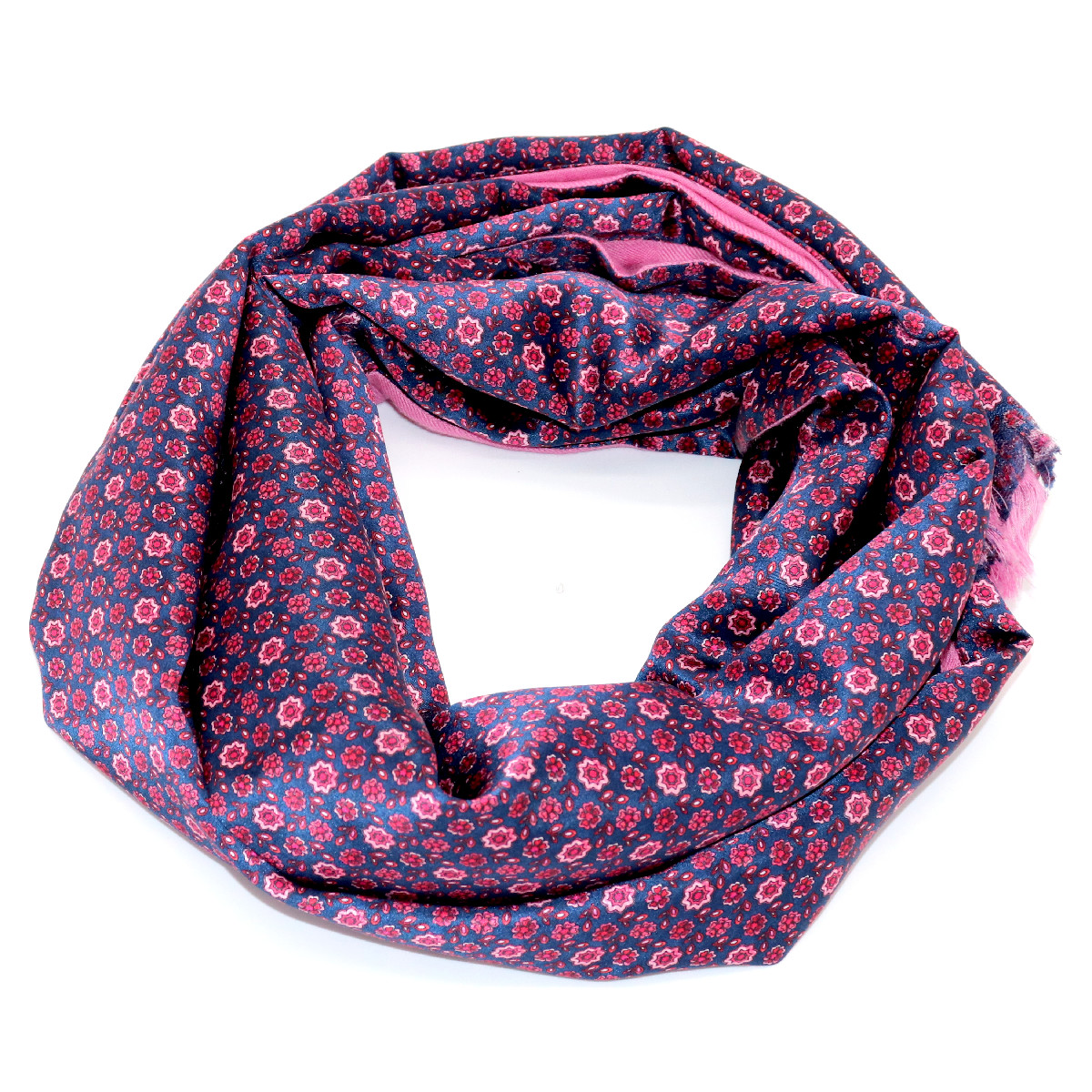 Double sided % Cashmere and % Silk scarf, frayed hem
